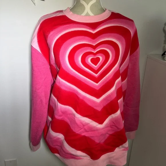 Pink and Red Heart Pattern Sweater - Picture 3 of 5